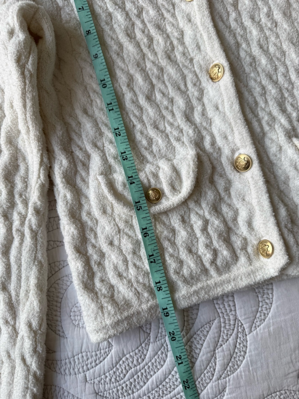 J. Crew - Odette Cable-knit Sweater Lady Jacket in Cotton-blend Bouclé - Ivory - Picture 13 of 13